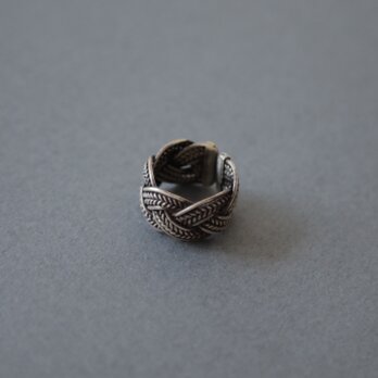 Karen silver ring / 三つ編み 黒の画像
