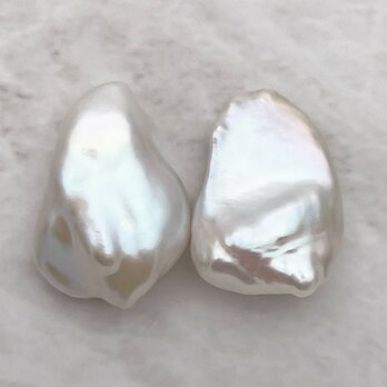 一点物 大粒花びらケシパールのピアス/イヤリング 21mm 大粒 ペア バロック 真珠 結婚 ウェディング ブライダルの画像