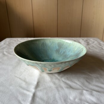 流彩釉ボウル21cm ヒスイの画像