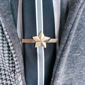 限定2個　真鍮ブラス製　スター/星タイクリップ　結婚、成人式、古着ファッションのネクタイピンにの画像