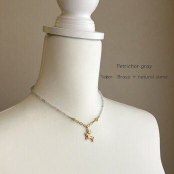 Teżor：一角獣とベリルの首飾り 　［ Beryl necklace with brass unicorn charm ］の画像