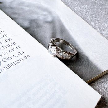 R375-ヴィンテージリング U.S.A. 1970s Silver Tone Cubic Zirconia Ringの画像
