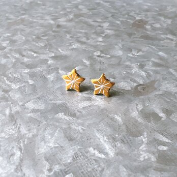 P591-ヴィンテージピアス U.S.A. 1980s Silver Metal Gold Paint Star Motifの画像