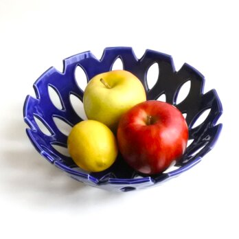 フルーツボウル　菓子鉢（ネイビーブルー）Fruits bowl (Navyblue) 陶磁器製の画像