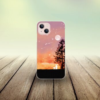 iPhone スマホケース（ハードケース）【ほのぼのうさぎ（Evening Moon）】（名入れ可）の画像