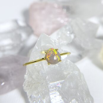 天然オパールリング （選べるサイズ）オーストラリア産原石から磨いた1点もの！の画像