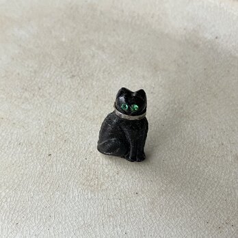 アンティーク　クラッカーチャーム　チェコガラス　黒猫の画像