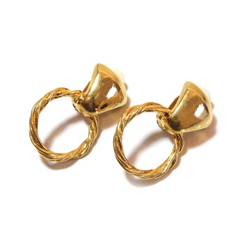 80s France 「Karl Lagerfeld」 Vintage Gold Tone Design Earringsの画像