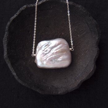 【SV】Square Pearl Necklace ／スクエアパール ネックレス（Gray）OUTLETの画像