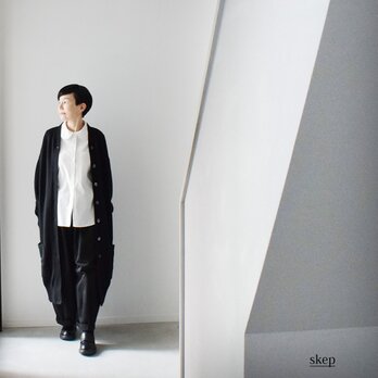 ロングニットカーディガン：黒［NTCA43LSBK］の画像