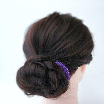 ヘアコーム 〔すみれ〕つまみ細工 紫色 パープル  春の花 コームかんざし 髪飾り ハイカラ シンプル 着物 和装 人気の画像