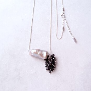 【SV】Biwa Pearl × Black Spinel 2way Necklace ／パール×ブラックスピネル ネックレス