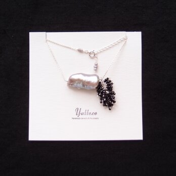【SV】Biwa Pearl × Black Spinel 2way Necklace ／パール×ブラックスピネル ネックレスの画像