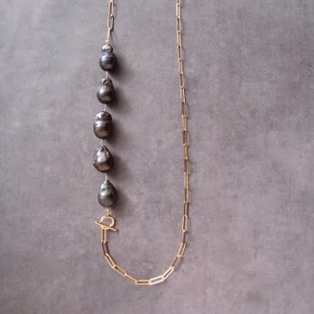 Fishtail Baroque Pearl Necklace／オイスターバロックパール ロングネックレスの画像