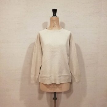 【特別提供品】贅沢☆希少☆シルク杢☆ボートネック後ろラウンドプルオーバー(01110)　キナリの画像