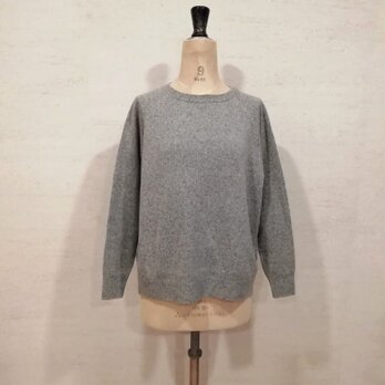 【特別提供品】贅沢☆希少☆シルク杢☆ボートネック後ろラウンドプルオーバー(01110)　ライトグレーの画像