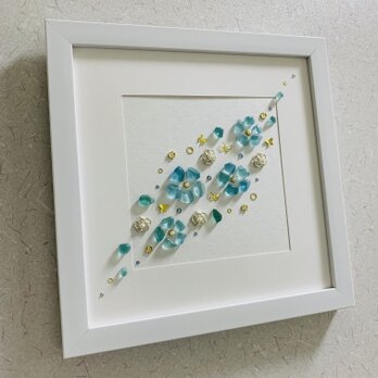 シーグラスアート ネモフィラ お花畑 ブルー 青色 海の宝石 インテリア雑貨 観葉植物 北欧ガラス細工 贈り物 誕生日プレゼントの画像