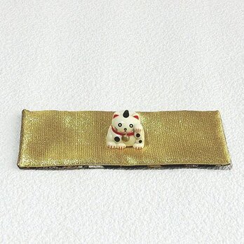 置物用敷物　 西陣織金襴　金色×龍柄 黒色　両面仕様の画像