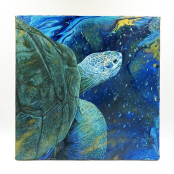 Elder turtle's departure（長老亀の旅立ち）/アクリル画/原画/一点物 /送料無料の画像
