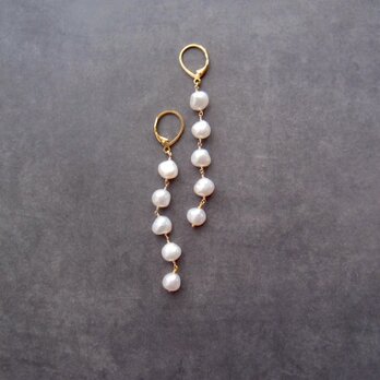 【GP】Mini Baroque Pearl Long Earrings／ミニバロックパール ロングフレンチピアスの画像