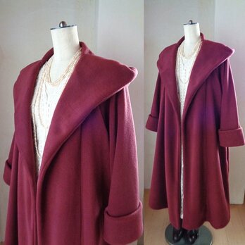 sold 小柄さん♥ボルドー♥魔法使い♥ビッグフード ローブコート♥アンチピリング加工 ふんわり上質フリースの画像