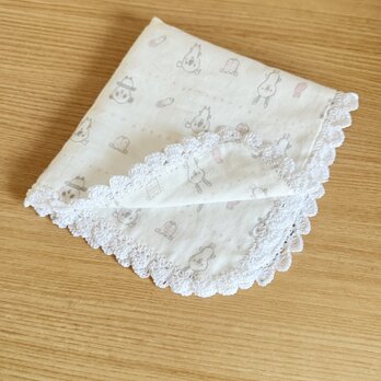 ダブルガーゼ2枚合わせのふわふわハンカチ（どうぶつ）の画像
