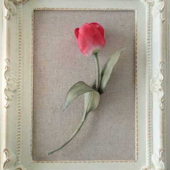 〈染め花〉チューリップの一輪コサージュ(L・レッド)の画像