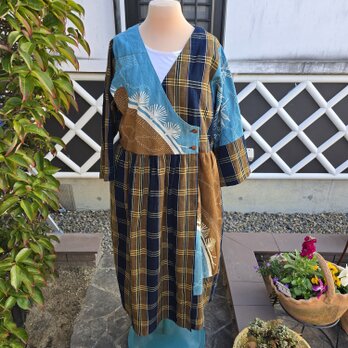 ハンドメイド 綿 安曇野木綿 藍 型染め 刺し子 絣 パッチワーク