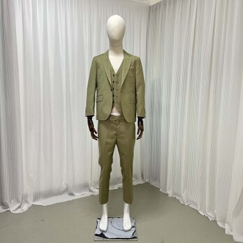 高品質！タキシード３点セット ジャケット＆パンツ　ベスト　ズボン　オーダーメイド お色直しの画像