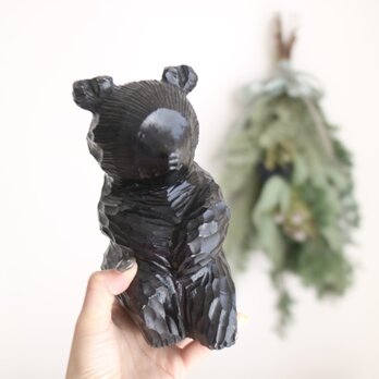 スウェーデンで見つけた木彫りのクマオブジェ No.5669の画像