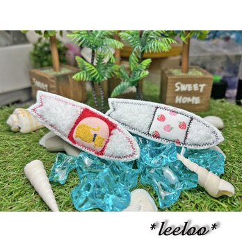 もこもこサーフボード★アップリケワッペン★猫と苺9.5-2枚の画像