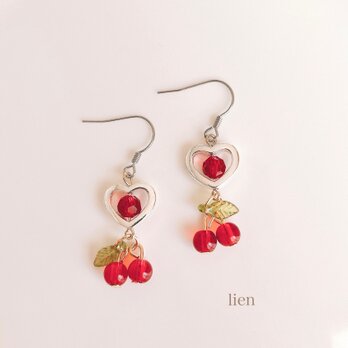 さくらんぼピアス&イヤリングの画像