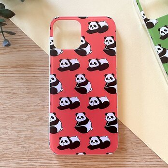 【受注製作品】パンダのiPhoneケース オレンジ《Android対応》ハードケース スマホケース 名入れ おしゃれの画像