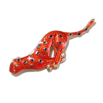 70s Vintage Enamel Orange Panther Broochの画像