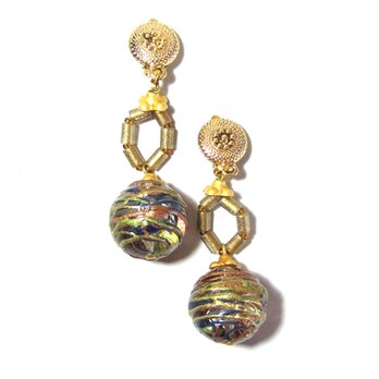 80s Vintage Italy Margherita Buonanno Drop Glass Design Earringsの画像
