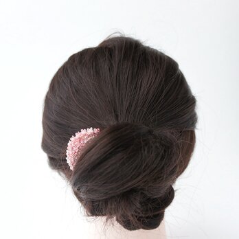 ヘアコーム 〔和桜〕 つまみ細工 ピンク パステルカラー 桜色 小ぶり かんざし 髪飾り 春の花 和装 着物 浴衣 人気の画像