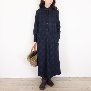 [予約販売] しなやかブラックウォッチクラシカルワンピースの画像