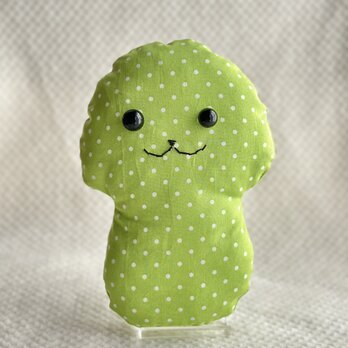 黄緑色のキノコのぬいぐるみ「ふにー茸」の画像