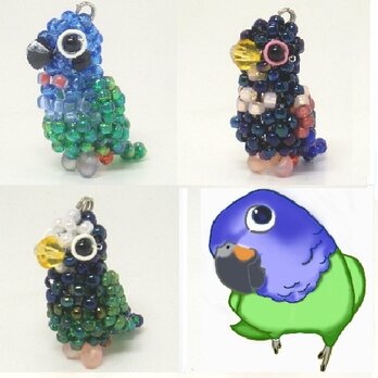 アケボノインコ系 ☆3WAYストラップ(ストラップ・イヤホンジャック・ファスナーチャーム）ドウバネ・メキシコシロガシラ