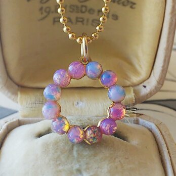 ヴィンテージ　PinkファイヤーOpal-Ring　愛らしいネックレスの画像