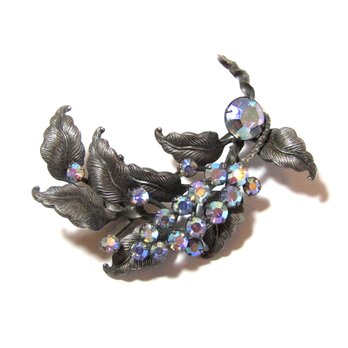 60s Vintage Rhinestone Flower Design Broochの画像