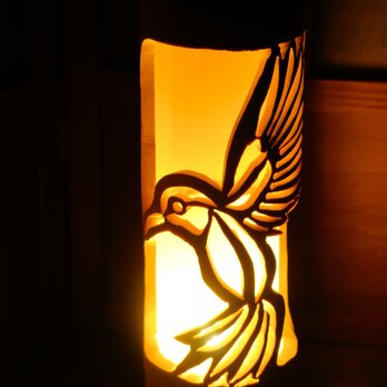 ◆繊細彫◆竹灯り・竹あかり・竹灯籠　 ～～ 癒しの灯り ★鳥舞★～～の画像