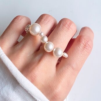 Sparkling pearl パール リング　ダブルリング　クリスタルパールの画像