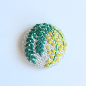 ミモザの刺繍ブローチ【botanical】#350の画像