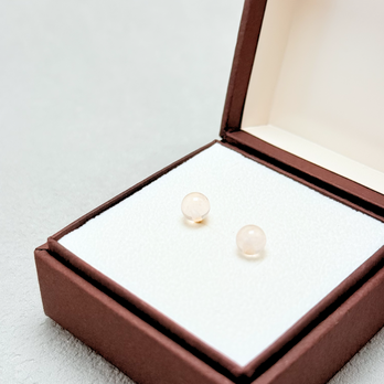 ラス1 6mm シンプル ローズクォーツ/紅水晶  K18 天然石ピアス - petitSの画像