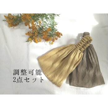 調節可能＊リネンのターバン2点セットの画像