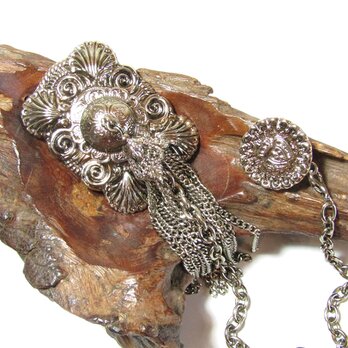 80s Vintage Victorian Style Button Cover Broochの画像