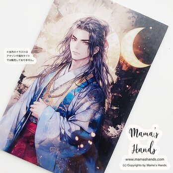 三日月 月の神様 ツクヨミ 月読尊 開運 お守り イラスト カード 財布に入る オリジナル デザイン プラスチック製 防水の画像