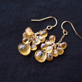 【K14gf】Yellow Sapphire × Beryl Earrings／イエローサファイア×イエローベリル フックピアスの画像