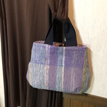 裂き織りバッグ　手織り　の画像